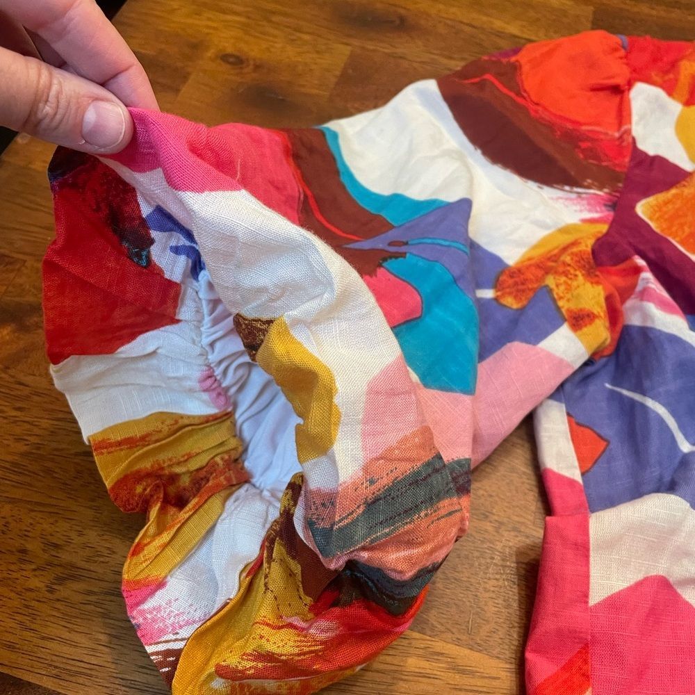 New! Ashley Stewart Colorful Abstract Button Blouse -18/20 - Picture 5 of 7